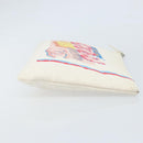 CHANEL Matelasse Clutch Bag Canvas White Silver CC Auth 172468V-3