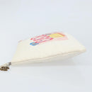 CHANEL Matelasse Clutch Bag Canvas White Silver CC Auth 172468V-4