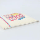 CHANEL Matelasse Clutch Bag Canvas White Silver CC Auth 172468V-5