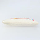 CHANEL Matelasse Clutch Bag Canvas White Silver CC Auth 172468V-6