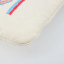 CHANEL Matelasse Clutch Bag Canvas White Silver CC Auth 172468V-7