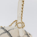 CHANEL Matelasse Chain Backpack Tweed White Gold CC Auth 172472SM-9