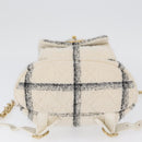 CHANEL Matelasse Chain Backpack Tweed White Gold CC Auth 172472SM-5