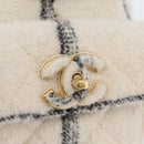 CHANEL Matelasse Chain Backpack Tweed White Gold CC Auth 172472SM-19