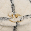 CHANEL Matelasse Chain Backpack Tweed White Gold CC Auth 172472SM-20