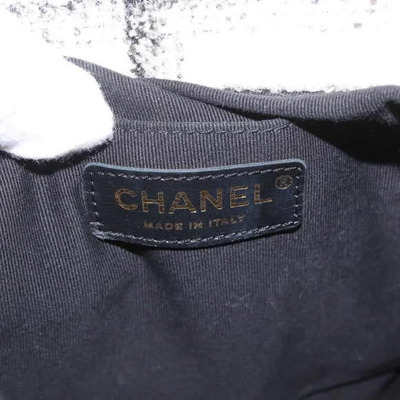 CHANEL Matelasse Chain Backpack Tweed White Gold CC Auth 172472SM