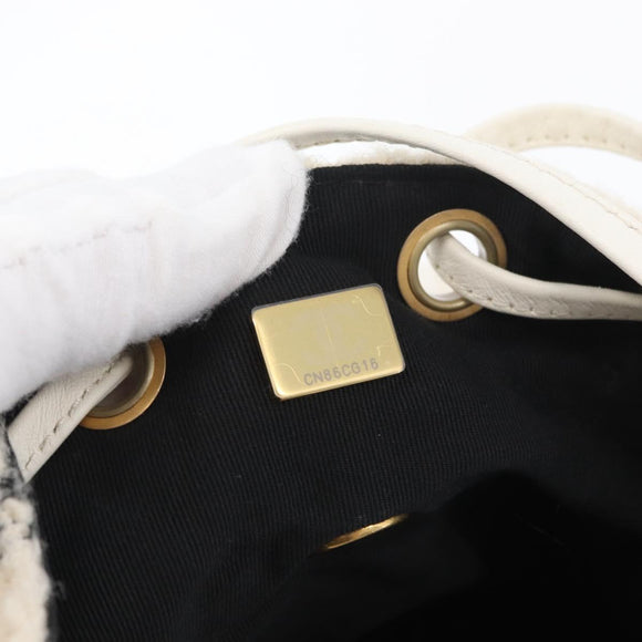 CHANEL Matelasse Chain Backpack Tweed White Gold CC Auth 172472SM