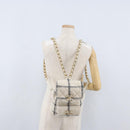 CHANEL Matelasse Chain Backpack Tweed White Gold CC Auth 172472SM-29