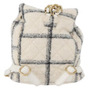 CHANEL Matelasse Chain Backpack Tweed White Gold CC Auth 172472SM-2