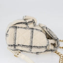 CHANEL Matelasse Chain Backpack Tweed White Gold CC Auth 172472SM-3