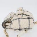 CHANEL Matelasse Chain Backpack Tweed White Gold CC Auth 172472SM-4