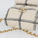 CHANEL Matelasse Chain Backpack Tweed White Gold CC Auth 172472SM-6