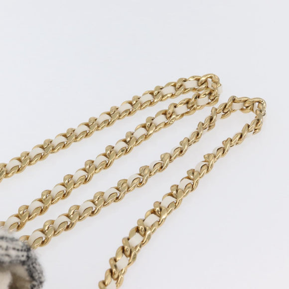 CHANEL Matelasse Chain Backpack Tweed White Gold CC Auth 172472SM