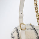 CHANEL Matelasse Chain Backpack Tweed White Gold CC Auth 172472SM-8
