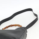 GUCCI Bamboo Hand Bag Leather 2way Black Gold 001 1705 1638 Auth 172475-15