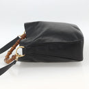 GUCCI Bamboo Hand Bag Leather 2way Black Gold 001 1705 1638 Auth 172475-3