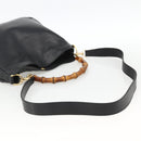 GUCCI Bamboo Hand Bag Leather 2way Black Gold 001 1705 1638 Auth 172475-8
