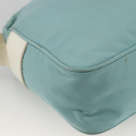 PRADA Shoulder Bag Nylon Light Blue Silver Auth 172476A