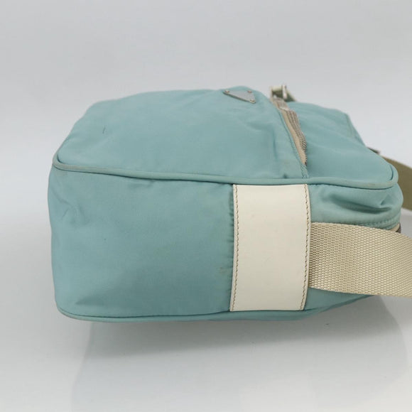 PRADA Shoulder Bag Nylon Light Blue Silver Auth 172476A