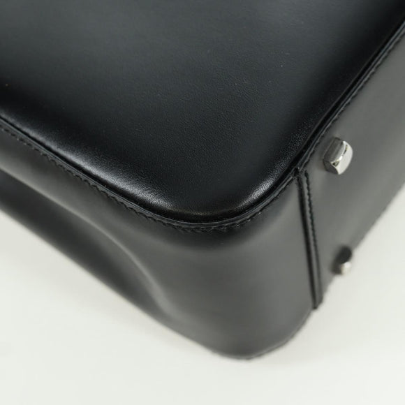 Salvatore Ferragamo Gancini Hand Bag Leather Black Silver Auth 172480V