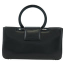 Salvatore Ferragamo Gancini Hand Bag Leather Black Silver Auth 172480V-13