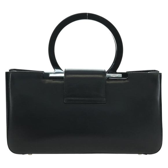 Salvatore Ferragamo Gancini Hand Bag Leather Black Silver Auth 172480V