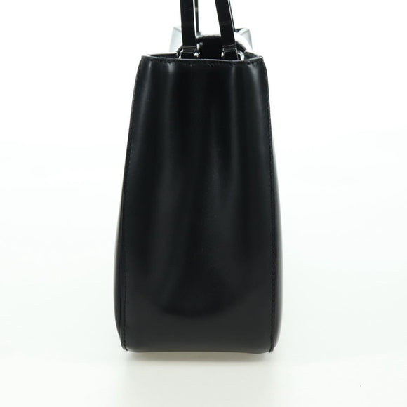 Salvatore Ferragamo Gancini Hand Bag Leather Black Silver Auth 172480V