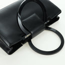 Salvatore Ferragamo Gancini Hand Bag Leather Black Silver Auth 172480V-6