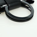 Salvatore Ferragamo Gancini Hand Bag Leather Black Silver Auth 172480V-7