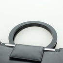 Salvatore Ferragamo Gancini Hand Bag Leather Black Silver Auth 172480V-14