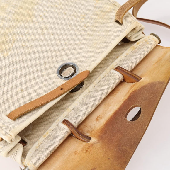 HERMES Herbag Ad PM Rugzak Canvas Leer 2way Beige Zilver Auth 172481