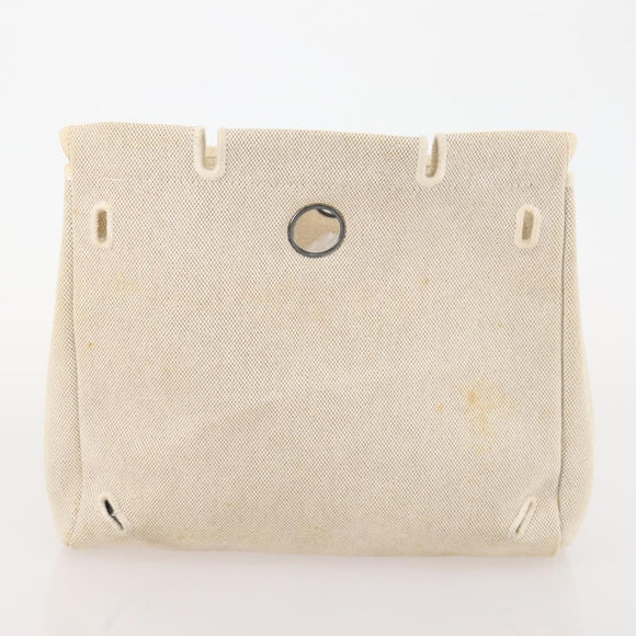 HERMES Herbag Ad PM Rugzak Canvas Leer 2way Beige Zilver Auth 172481