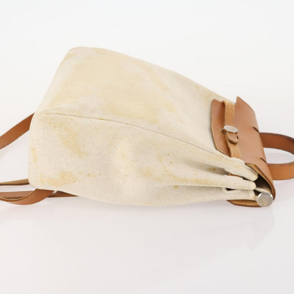 HERMES Herbag Ad PM Rugzak Canvas Leer 2way Beige Zilver Auth 172481