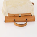 HERMES Herbag Ad PM Rugzak Canvas Leer 2way Beige Zilver Auth 172481-6