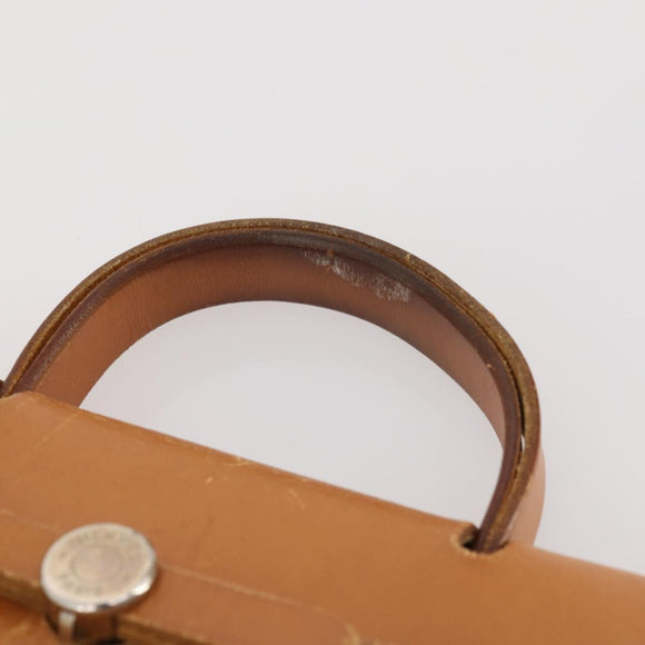 HERMES Herbag Ad PM Rugzak Canvas Leer 2way Beige Zilver Auth 172481