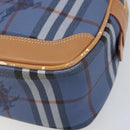 Burberrys Nova Check Hand Bag PVC Leather 2way Blue Gold Auth 172484-9