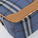Burberrys Nova Check Hand Bag PVC Leather 2way Blue Gold Auth 172484-16
