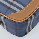 Burberrys Nova Check Hand Bag PVC Leather 2way Blue Gold Auth 172484-18