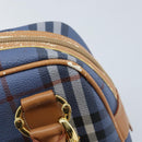 Burberrys Nova Check Hand Bag PVC Leather 2way Blue Gold Auth 172484-10