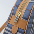 Burberrys Nova Check Hand Bag PVC Leather 2way Blue Gold Auth 172484-19