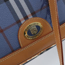 Burberrys Nova Check Hand Bag PVC Leather 2way Blue Gold Auth 172484-20