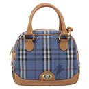 Burberrys Nova Check Hand Bag PVC Leather 2way Blue Gold Auth 172484-13