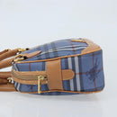 Burberrys Nova Check Hand Bag PVC Leather 2way Blue Gold Auth 172484-4