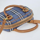Burberrys Nova Check Hand Bag PVC Leather 2way Blue Gold Auth 172484-6