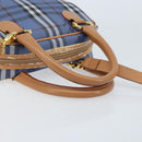 Burberrys Nova Check Hand Bag PVC Leather 2way Blue Gold Auth 172484-7