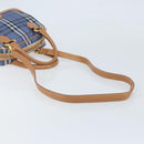 Burberrys Nova Check Hand Bag PVC Leather 2way Blue Gold Auth 172484-8