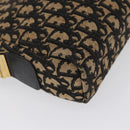 Christian Dior Trotter Canvas Shoulder Bag Navy Gold Auth 172485-9
