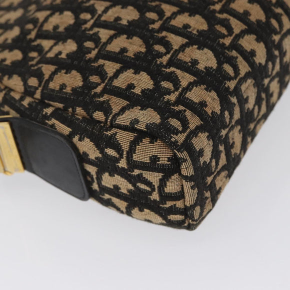 Christian Dior Trotter Canvas Shoulder Bag Navy Gold Auth 172485