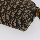 Christian Dior Trotter Canvas Shoulder Bag Navy Gold Auth 172485-14