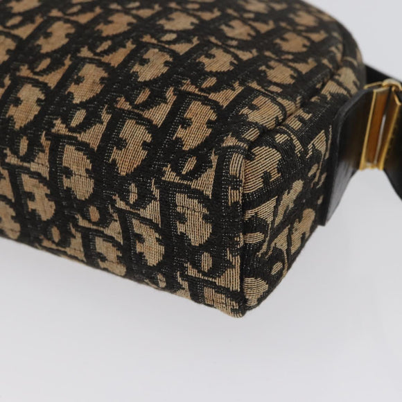 Christian Dior Trotter Canvas Shoulder Bag Navy Gold Auth 172485